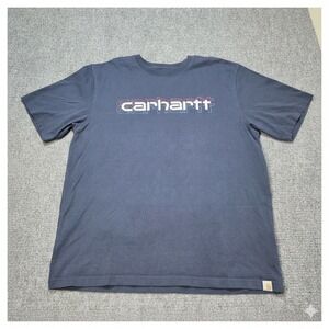 Carhartt Graphic T-Shirt Men's Large L Loose Fit Navy Blue Cotton Spring 2023